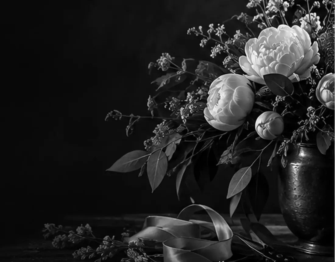 Floristische Gestaltung mit ausgewählten Blüten und Materialien
